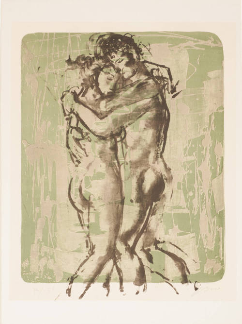 Lovers on a Green Background