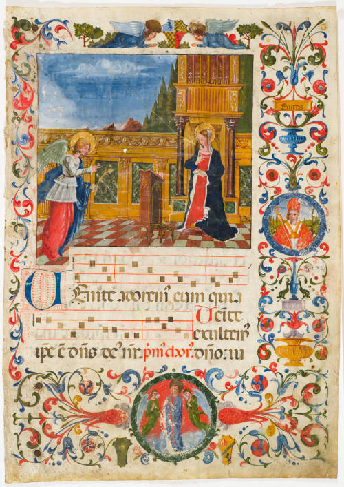 Page from Choir Book with Annunciation (Italian)