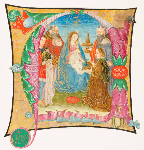 Adoration of Magi in Initial Fragment from Choir Book