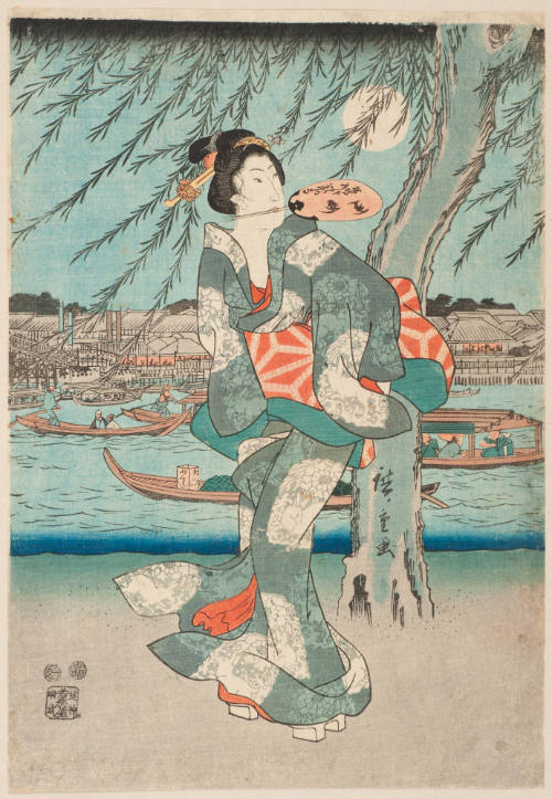 Enjoying the Evening Breeze at Ryōgoku (Ryōgoku yūsuzumi)