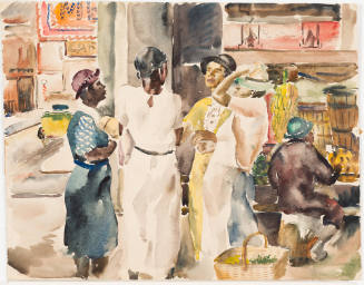 Four Women at Market (Recto); Boat at Dry Dock (Verso)