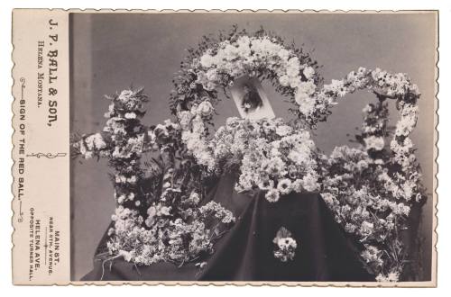 Funeral Floral Display with Cabinet Card of Woman