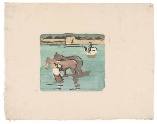 Two Horses in a River
