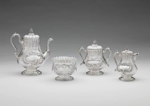 Coffee Pot, Creamer and Waste Bowl