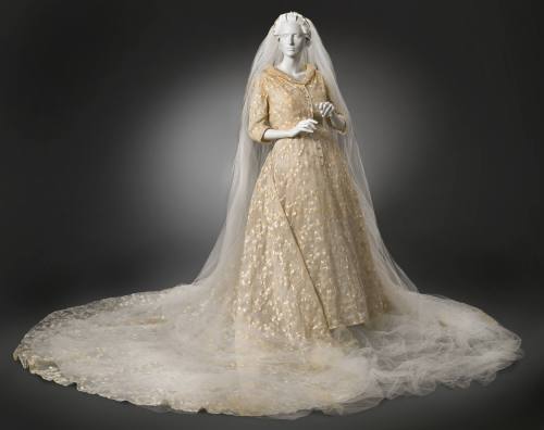 Wedding Dress Ensemble: Wedding Dress, Headpiece/Veil, Crinoline, Slip, Corset and Original Box