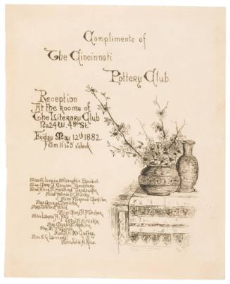 Invitation for the Cincinnati Pottery Club Reception