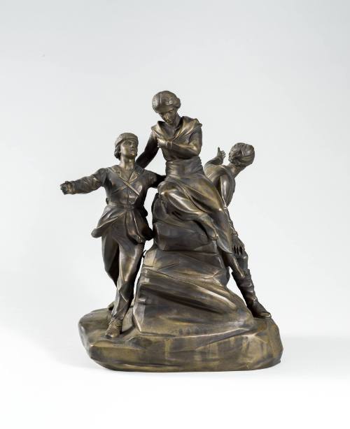 Three Figures and a Dog