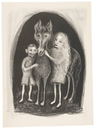 Two Children and Horse