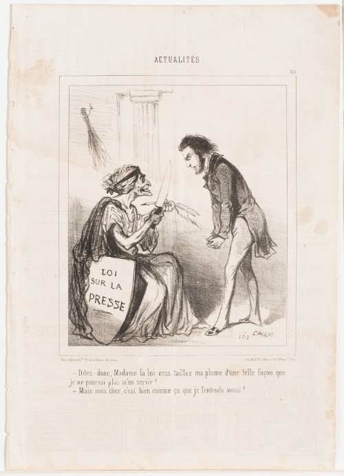 Tell Me then Madame the Law, You Sharpen My Plume in Such a Fashion that I Will No Longer Be Able to Use It Again! [Dites-donc, Madame la loi, vous taillez ma plume d'une telle faç que / je ne pourrai plus m'en servir!]