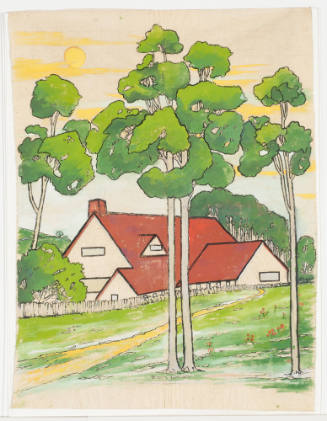 Landscape with Red-Roofed House
