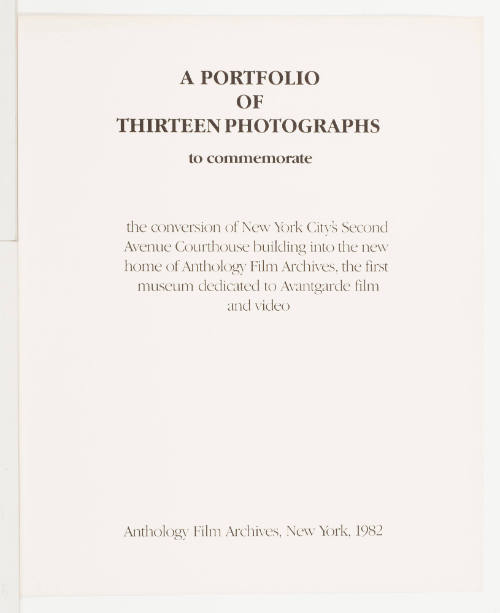 A Portfolio of Thirteen Photographs