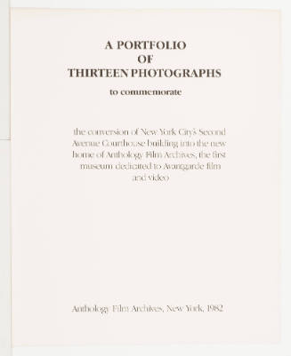 A Portfolio of Thirteen Photographs