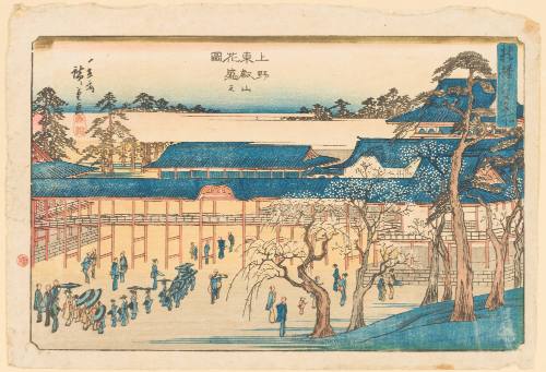 Cherry Blossoms in Full Bloom at Tōeizan Temple in Ueno (Ueno  Tōeizan hanazakari no zu)