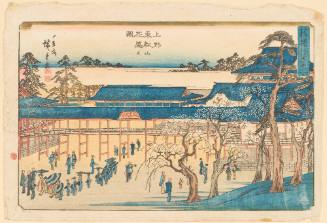 Cherry Blossoms in Full Bloom at Tōeizan Temple in Ueno (Ueno  Tōeizan hanazakari no zu)