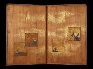 Two Fold Wooden Screen Decorated on Both Sides