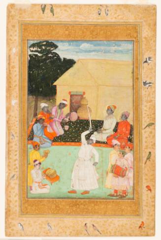 Folio Depicting an Arab Sword Dance; and a Calligraphic Sheet Describing How to Practice Good Temperament