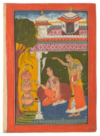 Abhiri Ragini (A Lady Feeding Four Snakes) Page from a dispersed ragamala series
