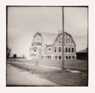 Telephone Pole and School, Hewitt, Minnesota