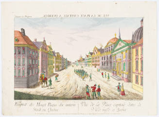 View of the Capital of Quebec (Vue de la Place capitale dans la Ville basses a Quebec)