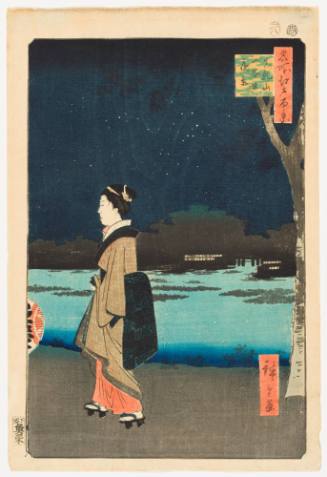 No. 34, Night View of Matsuchiyama and the Sasn'ya Canal (Matsuchiyama San'yabori yakei) from One Hundred Famous Views of Edo (Meisho Edo hyakkei)
