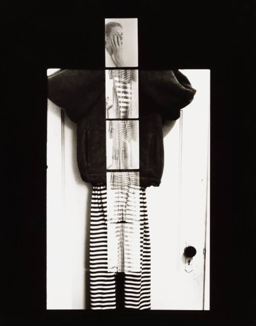 Self Portrait with Suede Jacket, Striped Dress, and Contact Sheet