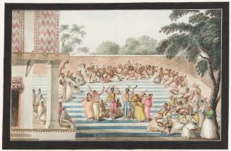 A “Hindu Nautch” with Krishna and Balarama Dancing in a Courtyard with the Gopis