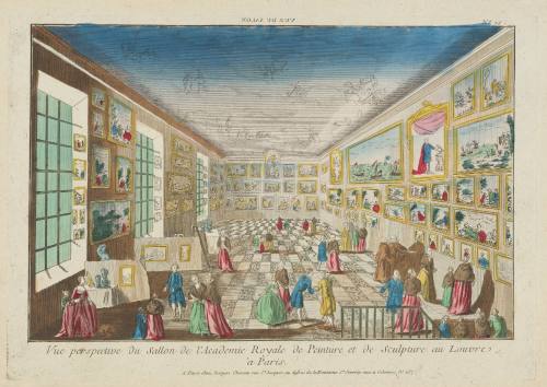 Vue Perspective du Sallon de l'Académie Royale de Peinture et de Sculpture au Louvre à Paris