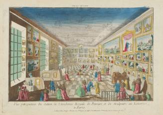 Vue Perspective du Sallon de l'Académie Royale de Peinture et de Sculpture au Louvre à Paris