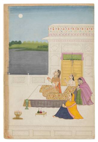 A Lady on a Moonlit Terrace Pines for Her Absent Lover