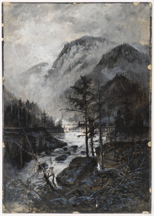 Train Crossing a Bridge over Mountain Stream