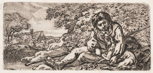 The Boy Petting His Dog