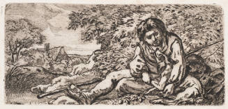 The Boy Petting His Dog