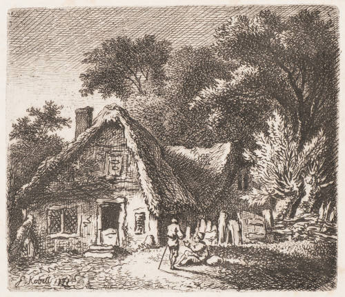 The Peasant Conversing with a Traveler Seated Near the Cottage