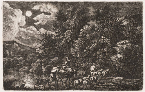 The Flock Passing Over the Mountain Slope