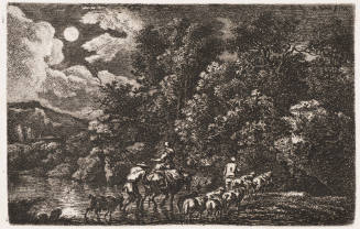 The Flock Passing Over the Mountain Slope