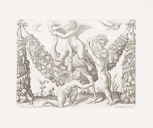 Three Cupids Playing with an Ostrich