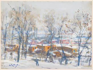 Winter Scene of Houses and Factory