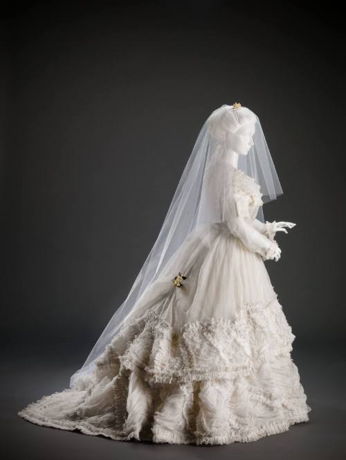 Wedding Dress: Bodice, Skirt, Overskirt, and Underskirt