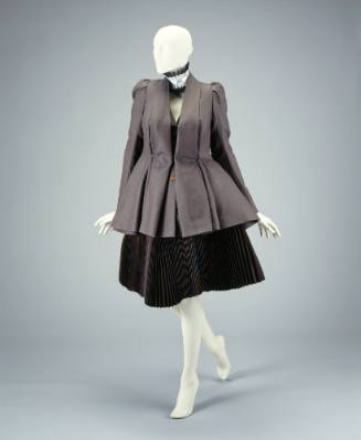Ensemble: Jacket, Skirt, Neck Ruff, Petticoat, Corset, Girdle, Bustle