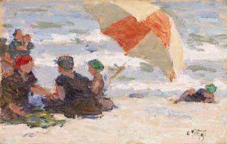Bathers with Striped Umbrella