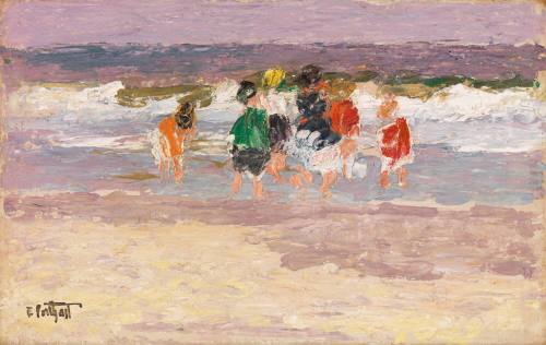 Beach Scene with Lavender Sky