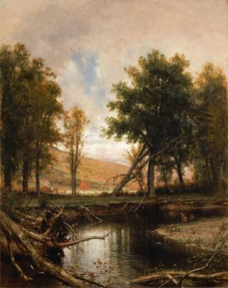 Landscape with Stream and Deer