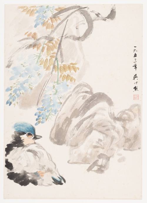 Mandarin Duck and Wisteria