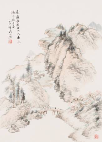 Riding Through Mountains with Apricot Blossoms