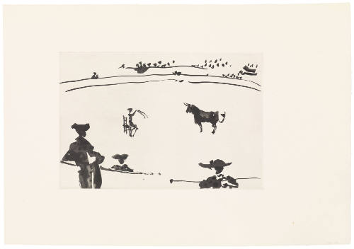 Challenging the Bull with Banderillas While Seated (Citando al Toro a Banderillas Sentado en una Silla)