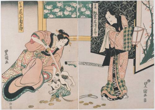 Bandō Mitsugorō III as Kisazō and Onoe Kikugorō III as O-Komo