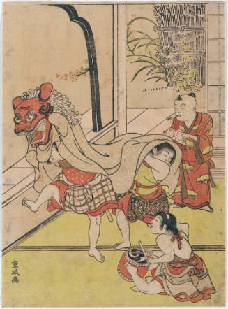 Children Practicing a Lion Dance