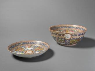 Punch Bowl and Saucer in “Famille Rose” Palette