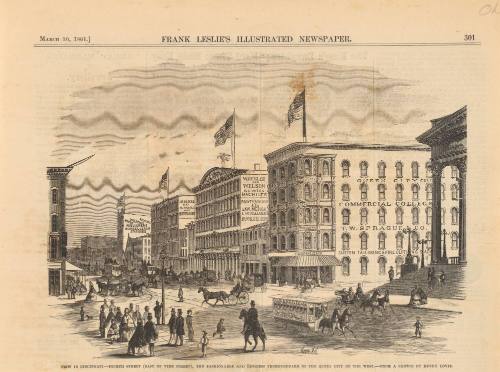 View in Cincinnati--Fourth Street (East of Vine Street)--The Fashionable and Business Thoroughfare of the Queen City of the West from Frank Leslie's Illustrated Newspaper, March 30, 1861