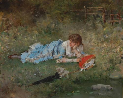 Young Woman Lying on the Grass